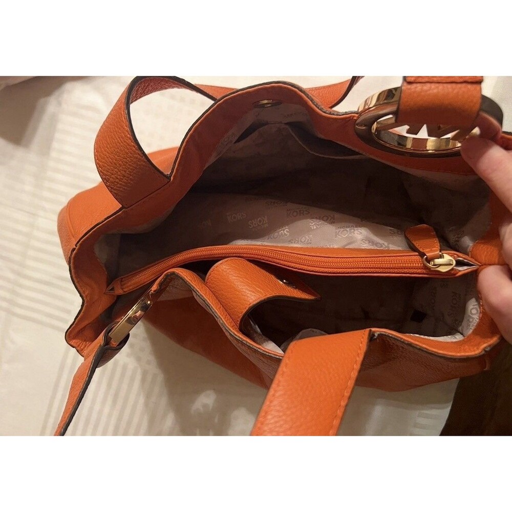 Michael Kors Large Leather Tote Bag Orange - Picture 4 of 6